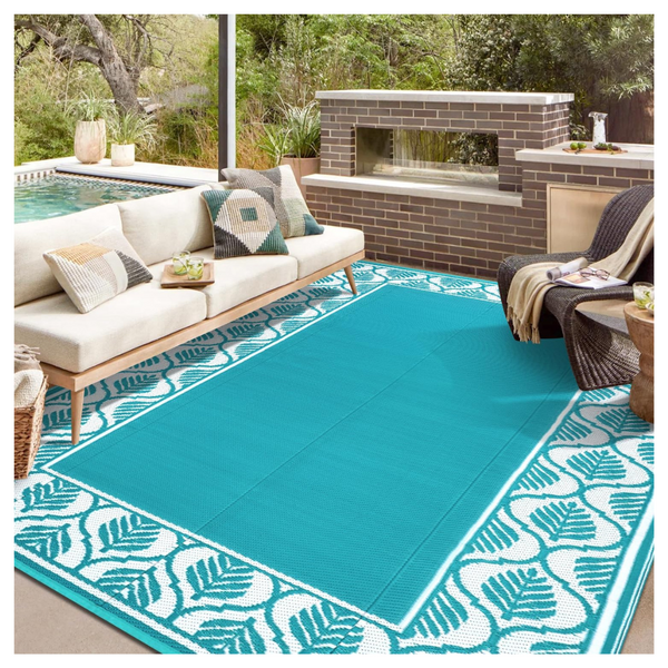 8' x 10' Waterproof Reversible Plastic Straw Rug