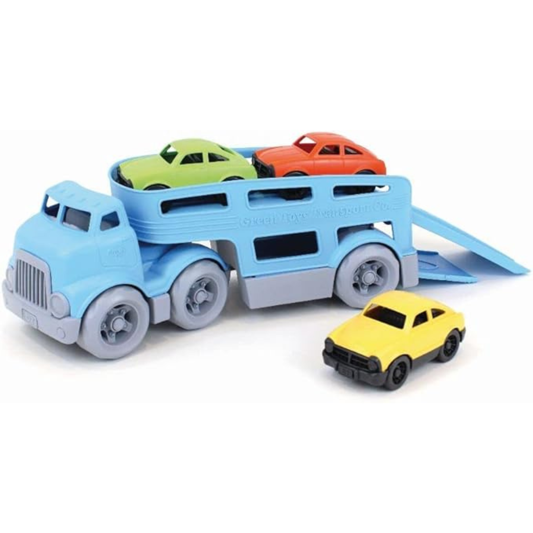 4-Piece Green Toys Kids Car Carrier Vehicle Set