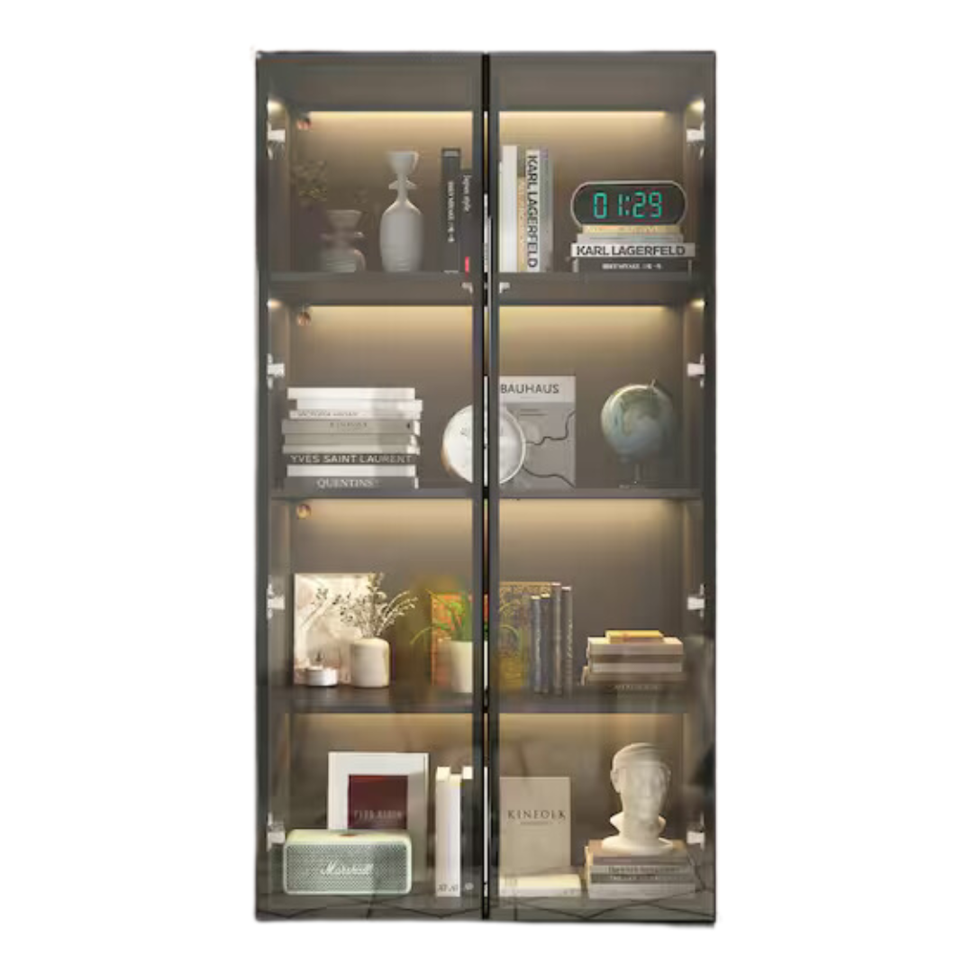 Tempered Glass Storage Display Cabinet With LED Lights