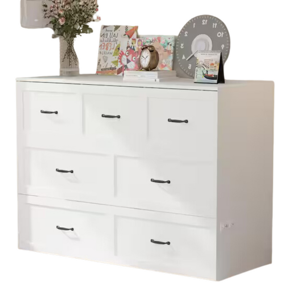 White Wood Frame Queen Size Bed Murphy Bed Chest Cabinet