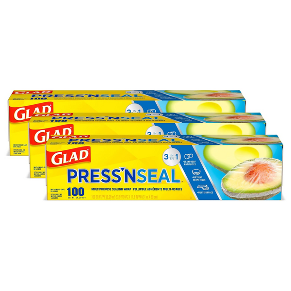 Glad Press’N Seal Plastic Food Wrap (100 Square Foot Roll, Pack Of 3)