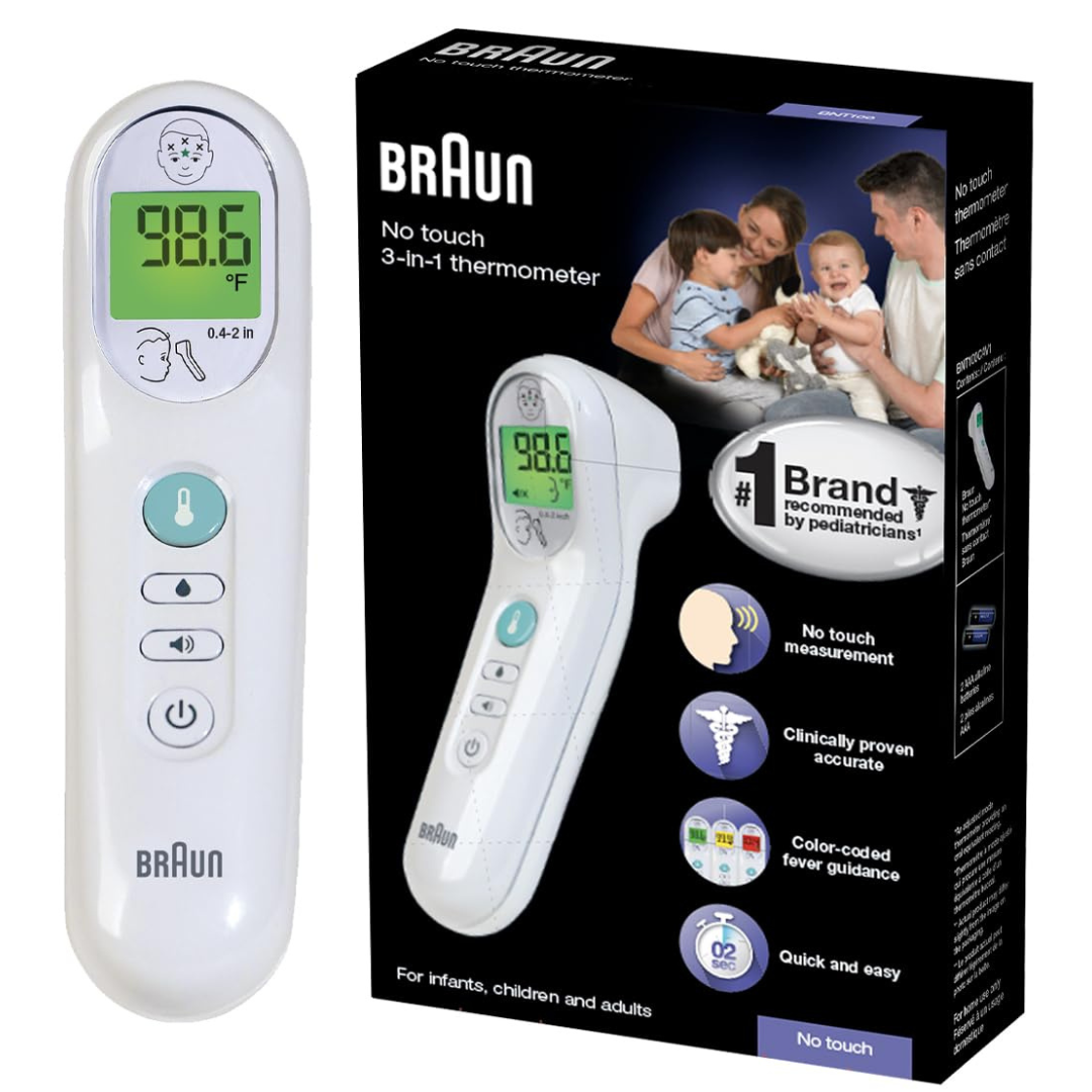 Braun No Touch 3-In-1 Thermometer, Measures Forehead, Liquid And Food Temps