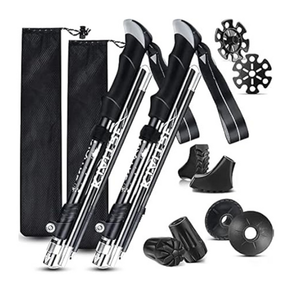 Kiaitre Collapsible Trekking Poles With Double Lock (Expands 39"-47")