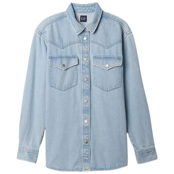 Gap Women's UltraSoft Western Shirt Jacket (Light Wash)