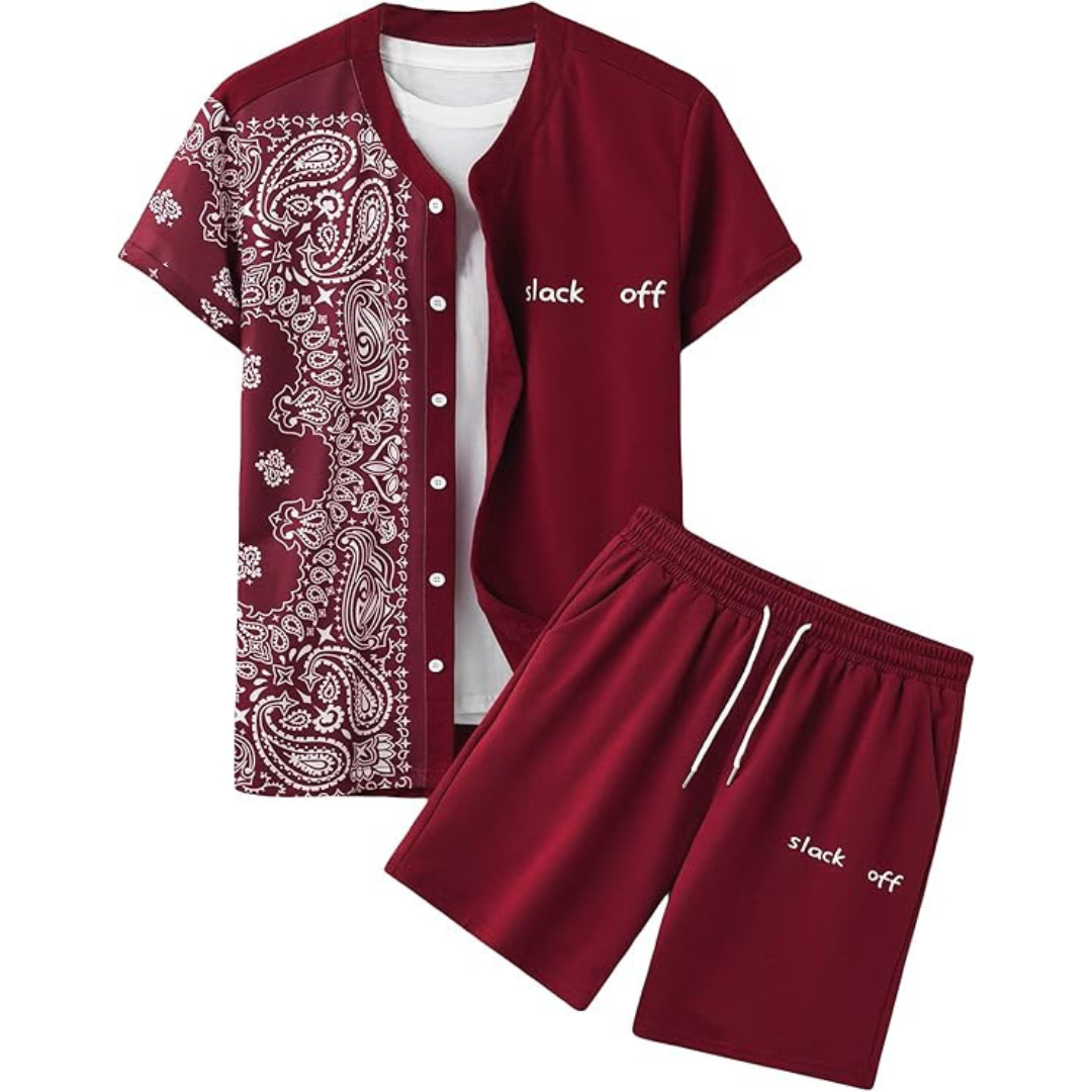 Men's 2 Piece Graphic Print Outfit T Shirt & Shorts Set