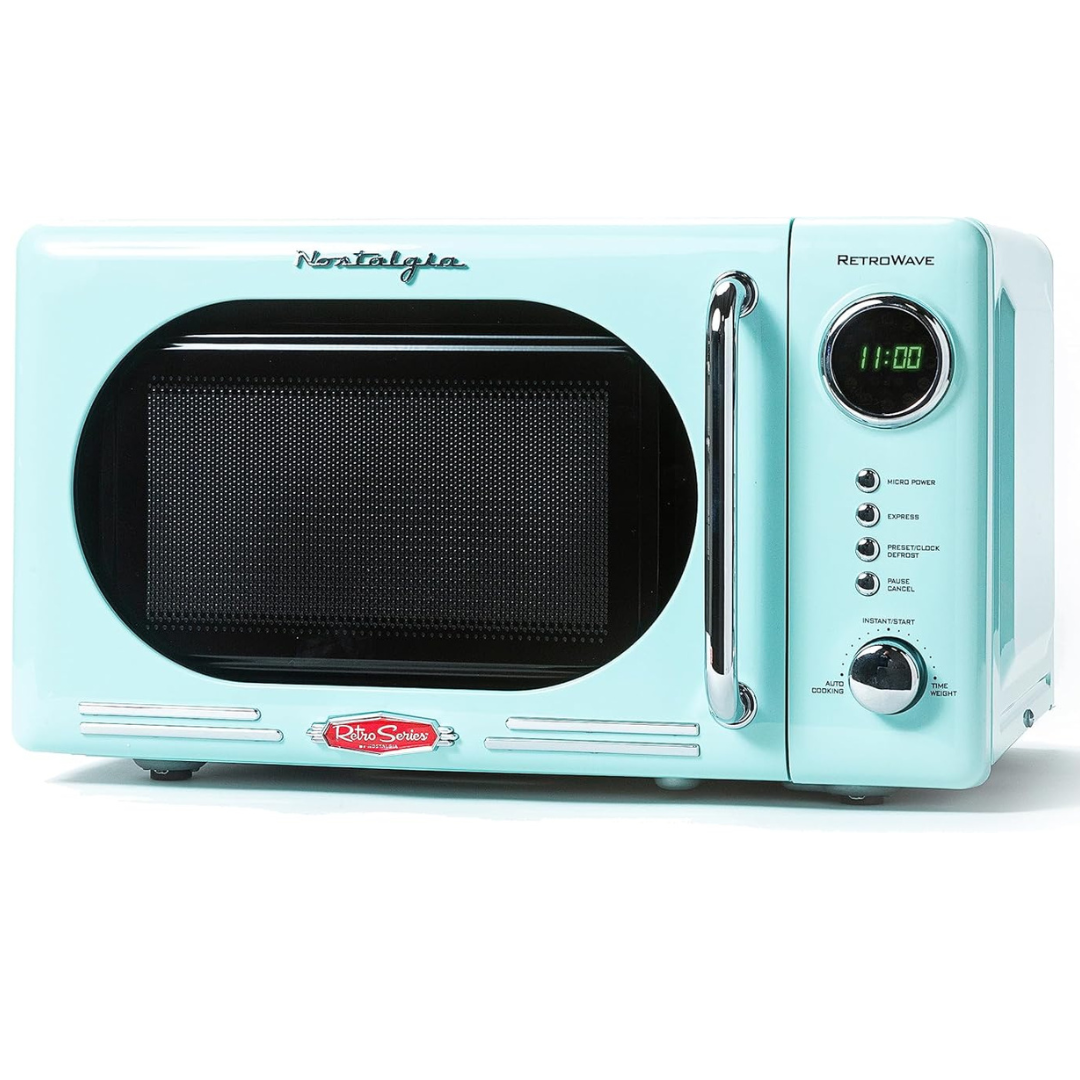 Nostalgia Retro Compact Countertop 0.7 Cu. Ft. 700-Watts Microwave Oven