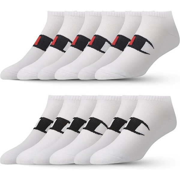 12-Pair Champion Crew Low Cut No Show Ankle Quarter Boys & Girls Socks