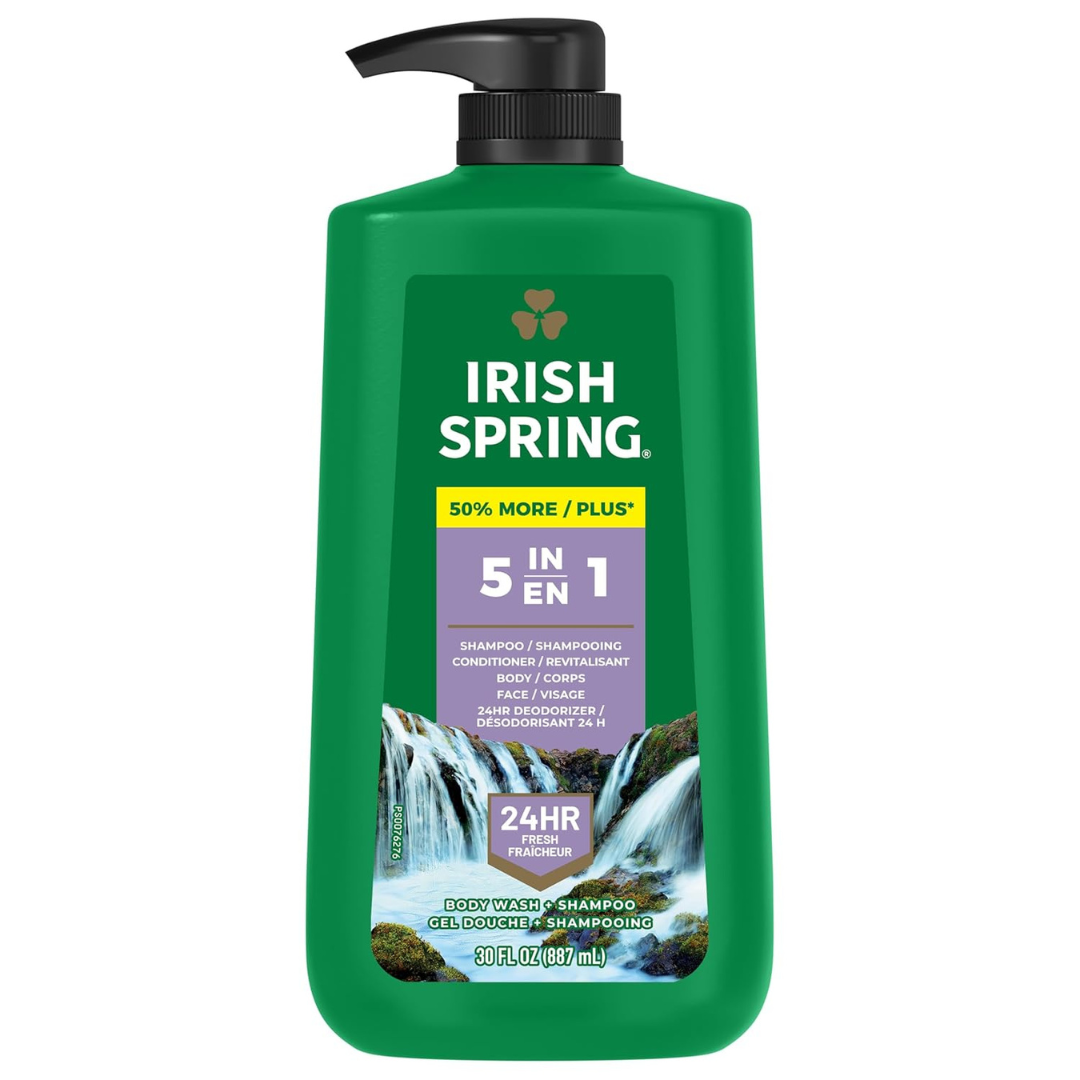 Irish Spring 5 In 1 Body Wash Shampoo Pump Bottle (30 oz)