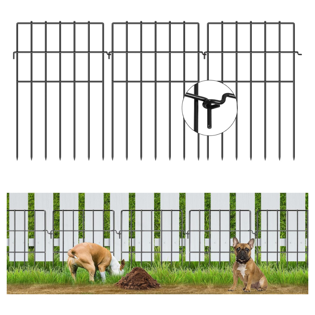 25-Panels No-Dig Metal Garden Fence Animal Barrier (17in H x 27ft L)