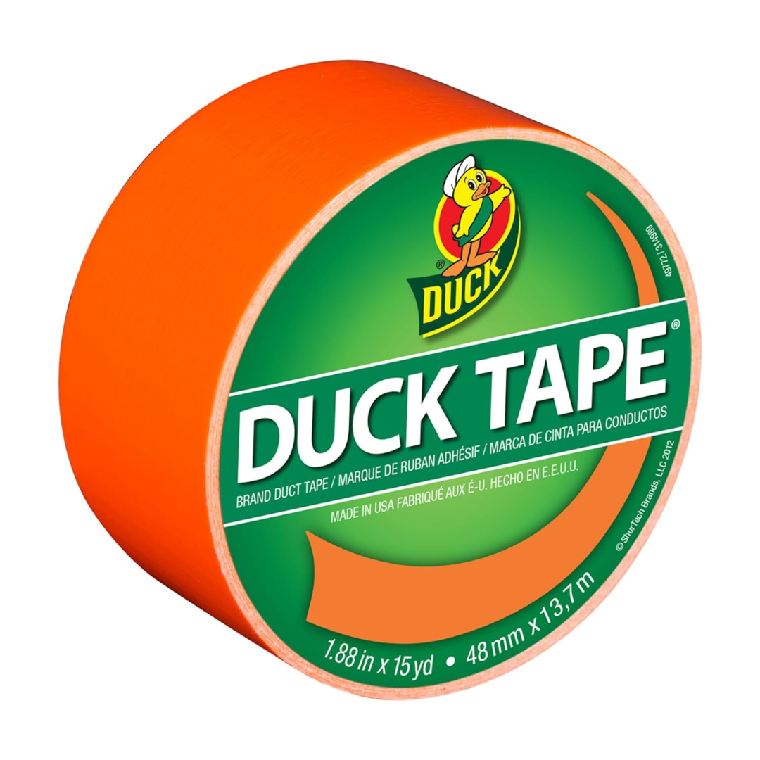 Duck Brand Neon Orange Color Duct Tape (1.88" x 15 Yards, Single Roll)