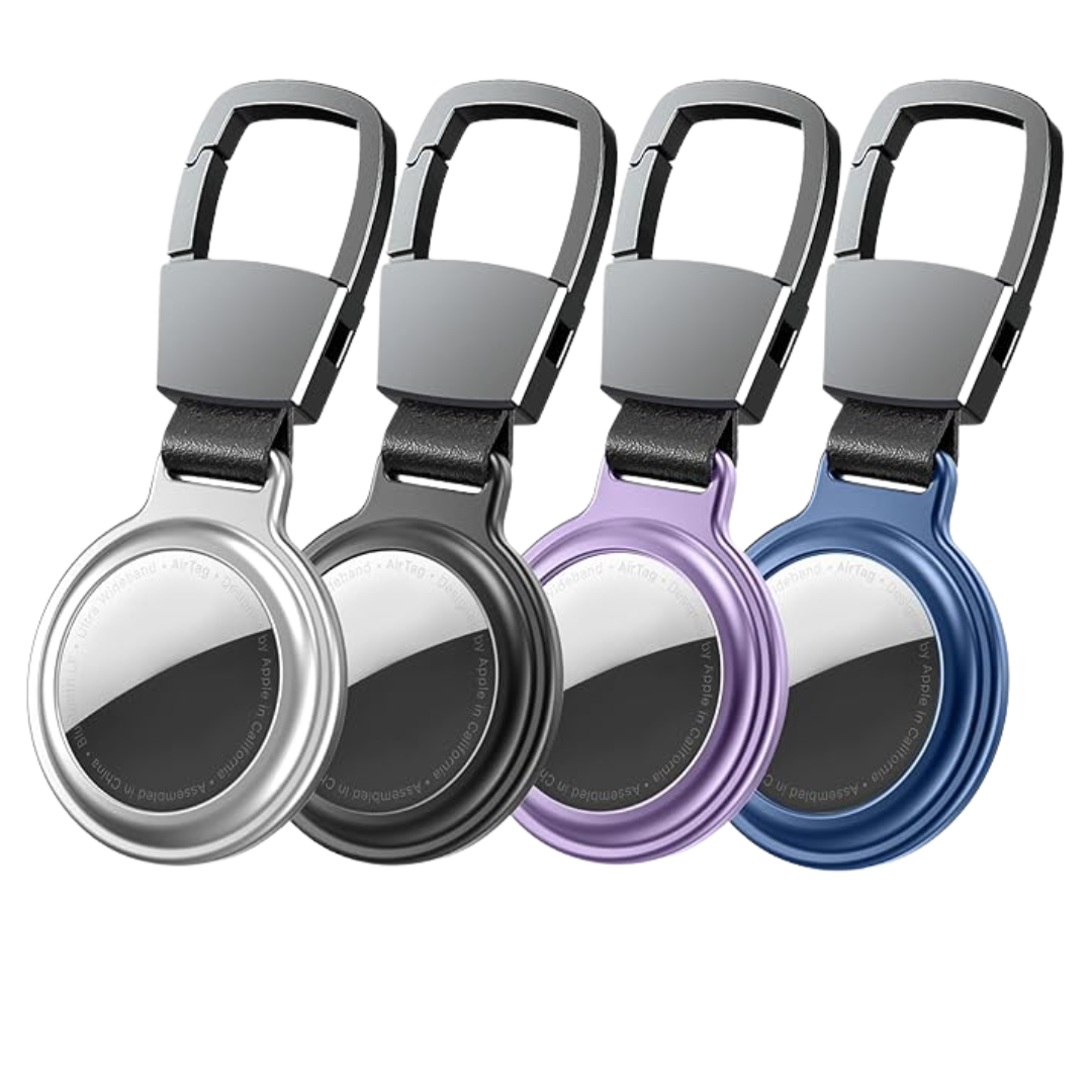 4-Pack Metal Air Tag Holder Case W/ Keychain