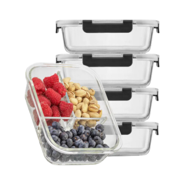 5-Pack Divided Food Storage Containers With Lids