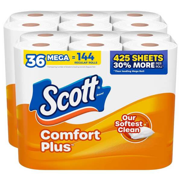 36-Count Scott ComfortPlus 1-Ply Mega Roll Septic-Safe Toilet Paper