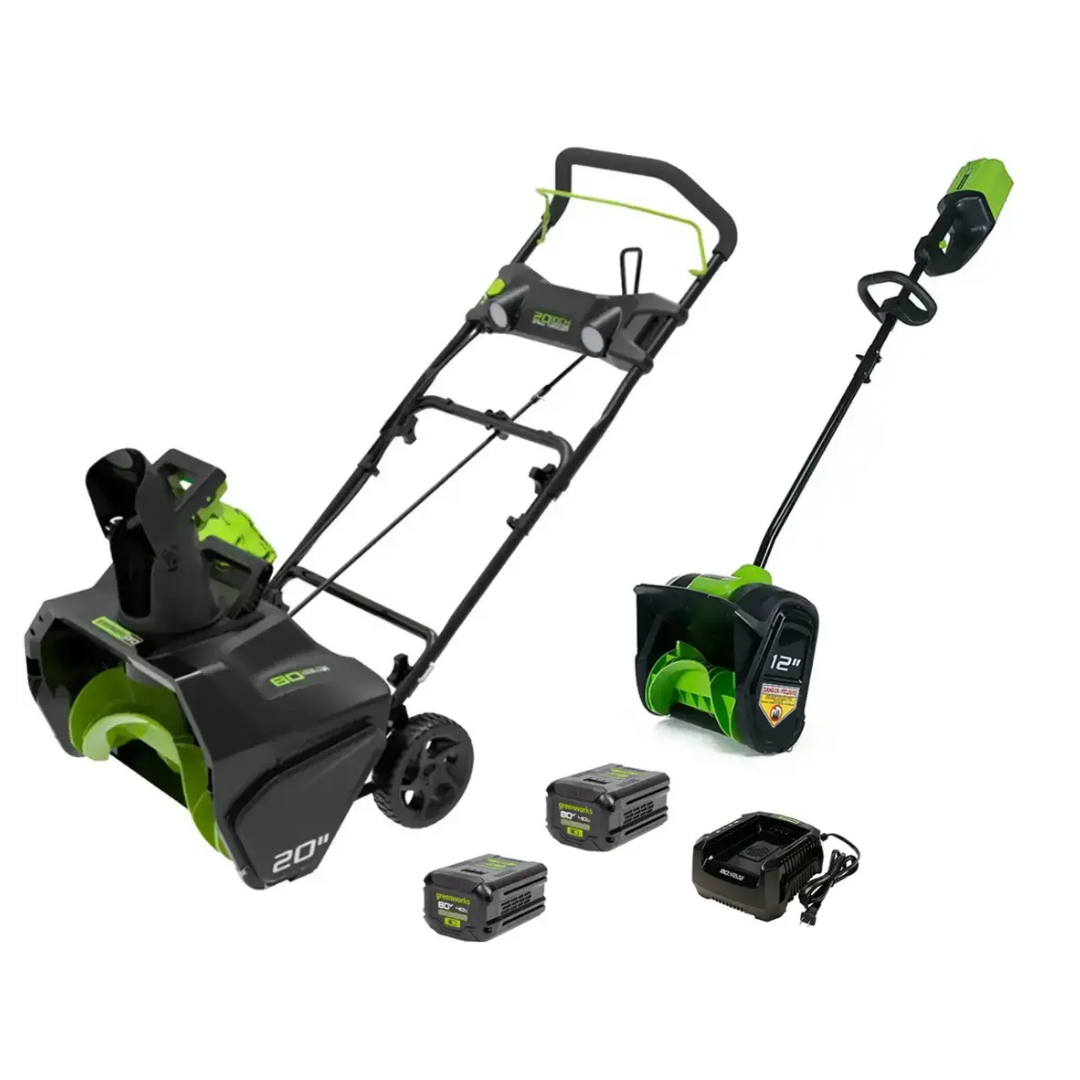 2-Piece Greenworks 80V 20" Blower & 12" Snow Shovel Winter Combo Kit