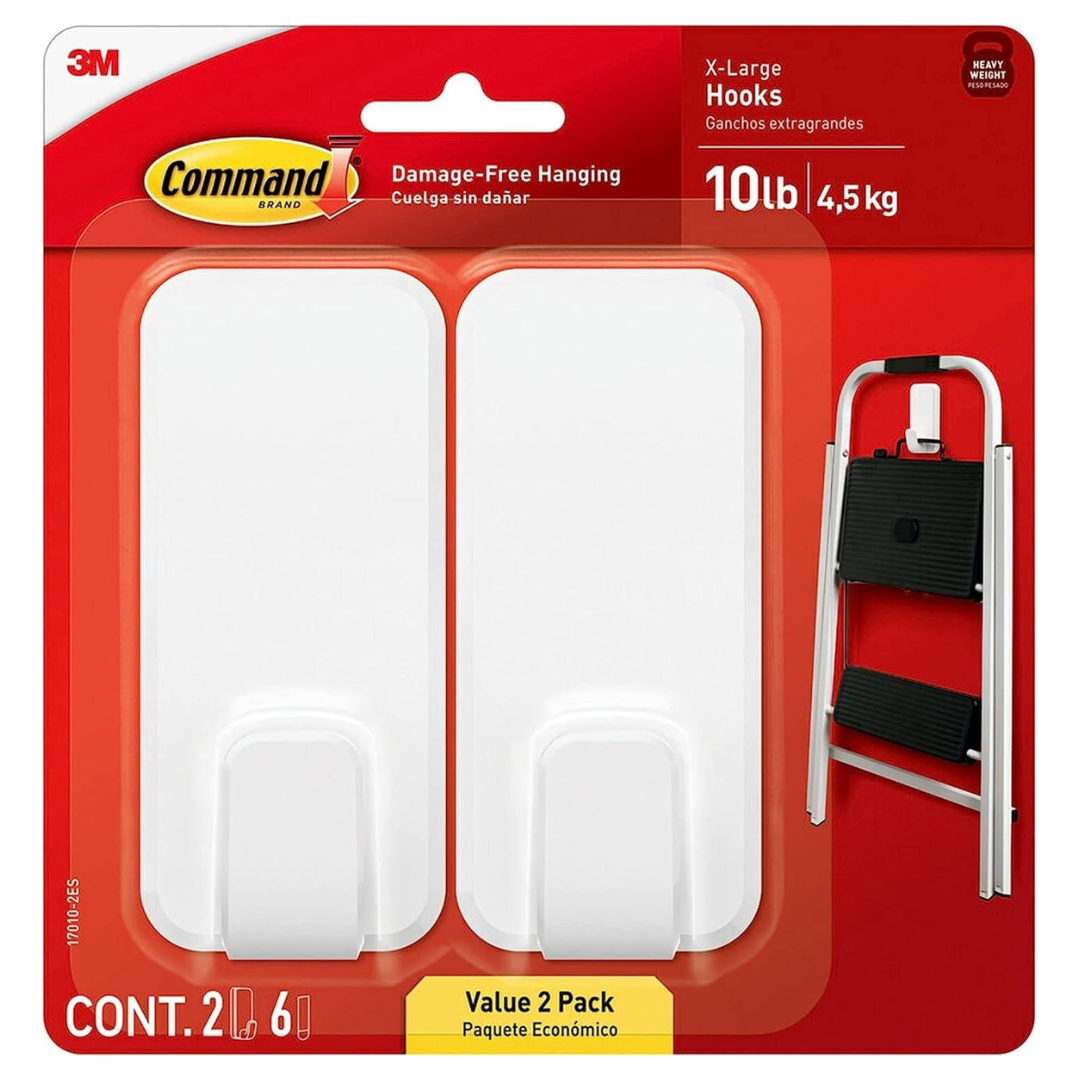 Command 10 lb XL Heavyweight Wall Hook (2 Hooks & 6 Command Strips)