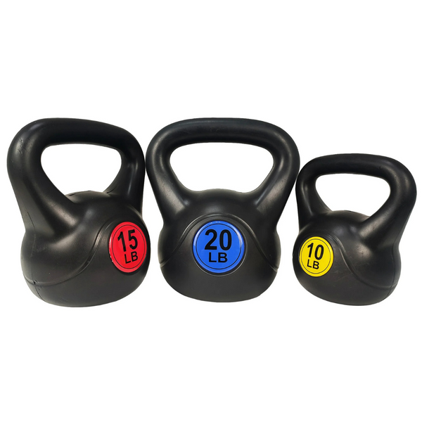 BalanceFrom Wide Grip Kettlebell Exercise Fitness Weight 3-Piece Set