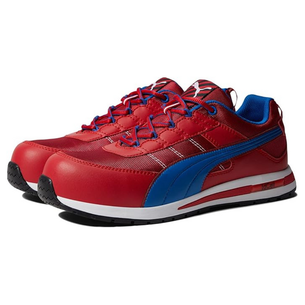 PUMA Men's Kickflip Low SD Lace-Up Mesh Athletic Shoes (Red/Blue)