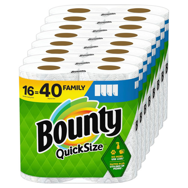 Bounty Paper Towels Quick Size, White (16 Family Rolls = 40 Regular Rolls)