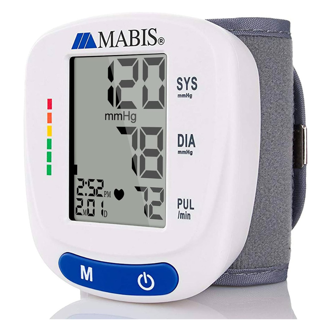 Mabis Digital Premium Wrist Blood Pressure Monitor With Automatic Wrist Cuff That Displays Blood Pressure, Pulse Rate And Irregular Heartbeat