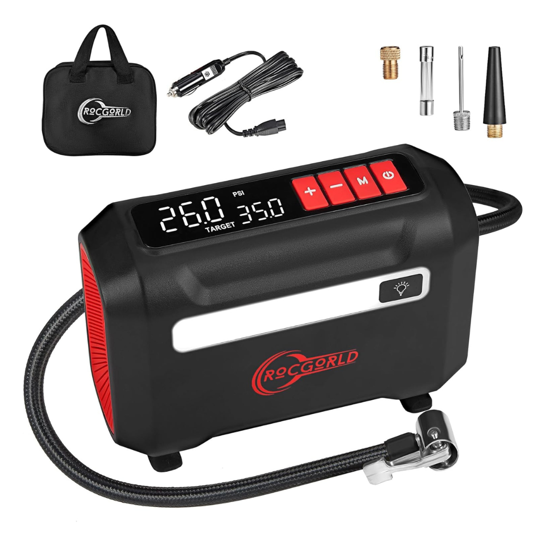 Rocgorld DC 12V R8 Tire Inflator Portable Air Compressor