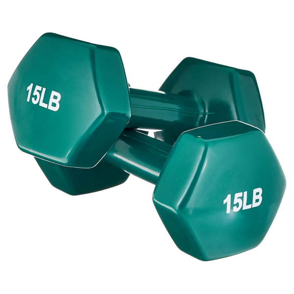 Amazon Basics 15 Pounds Vinyl Coated Dumbbell Hand Weights