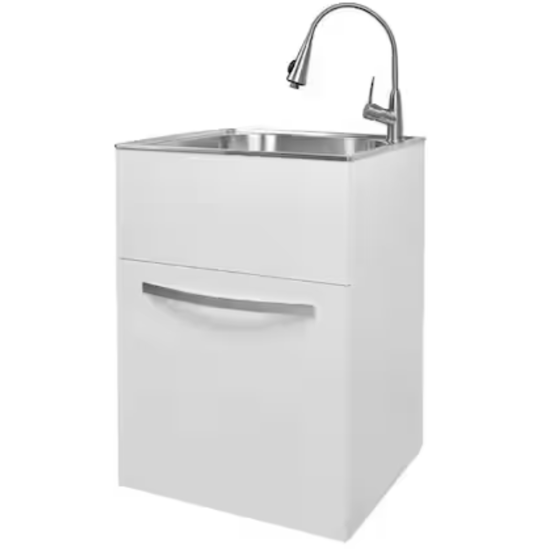 Glacier Bay 24" W x 21" D x 34" L Stainless Steel Laundry Sink