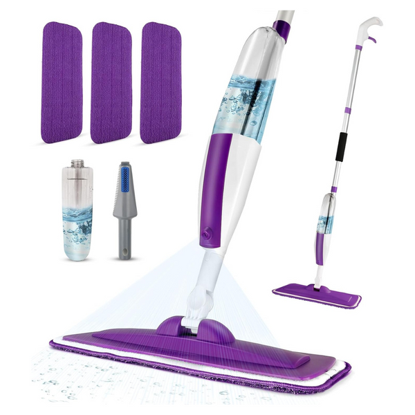 Panda Grip Spray Mop With Refillable Bottle & 3 Microfiber Pads