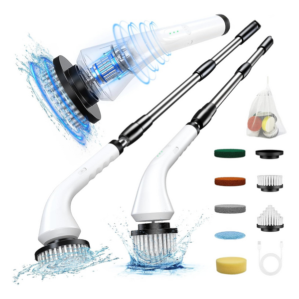 Cordless Electric Spin Scrubber Cleaning Brush W/ 8 Brush Heads