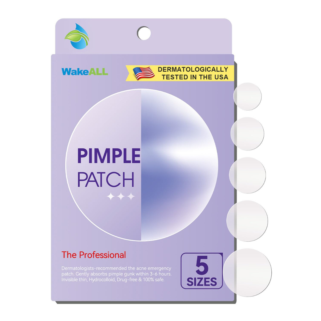 108-Piece WakeALL Acne Pimple Patches For Face (8,10,12,14,16mm)