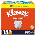 18 Boxes of Kleenex Anti-Viral 3-Ply Facial Tissues (990 Total Tissues)