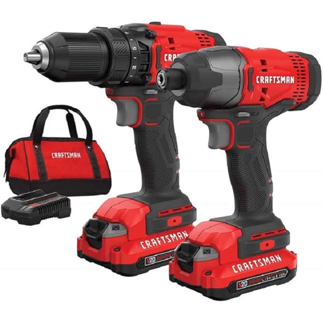 Craftsman 20V 2-Tool Power Tool Combo Kit With 2 Batteries & Charger