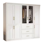 3-Combination White Wood 79.1"W 8-Door Big Armoires