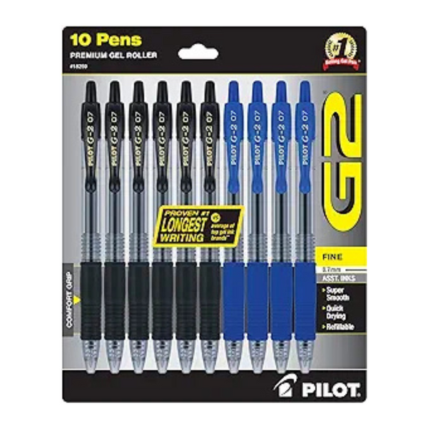 10-Pack PILOT G2 Premium Refillable & Retractable Rolling Ball Gel Pens