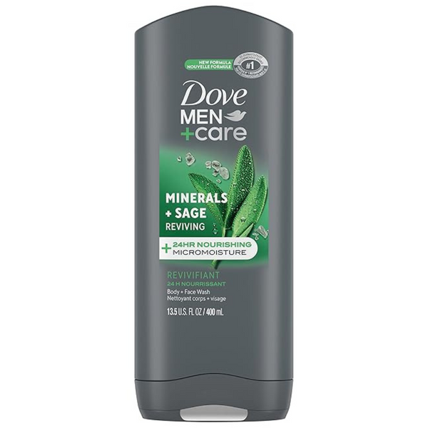 DOVE MEN + CARE Reviving Minerals & Sage Body And Face Wash With 24-Hour Nourishing Micromoisture Technology Body Wash (13.5 Oz)