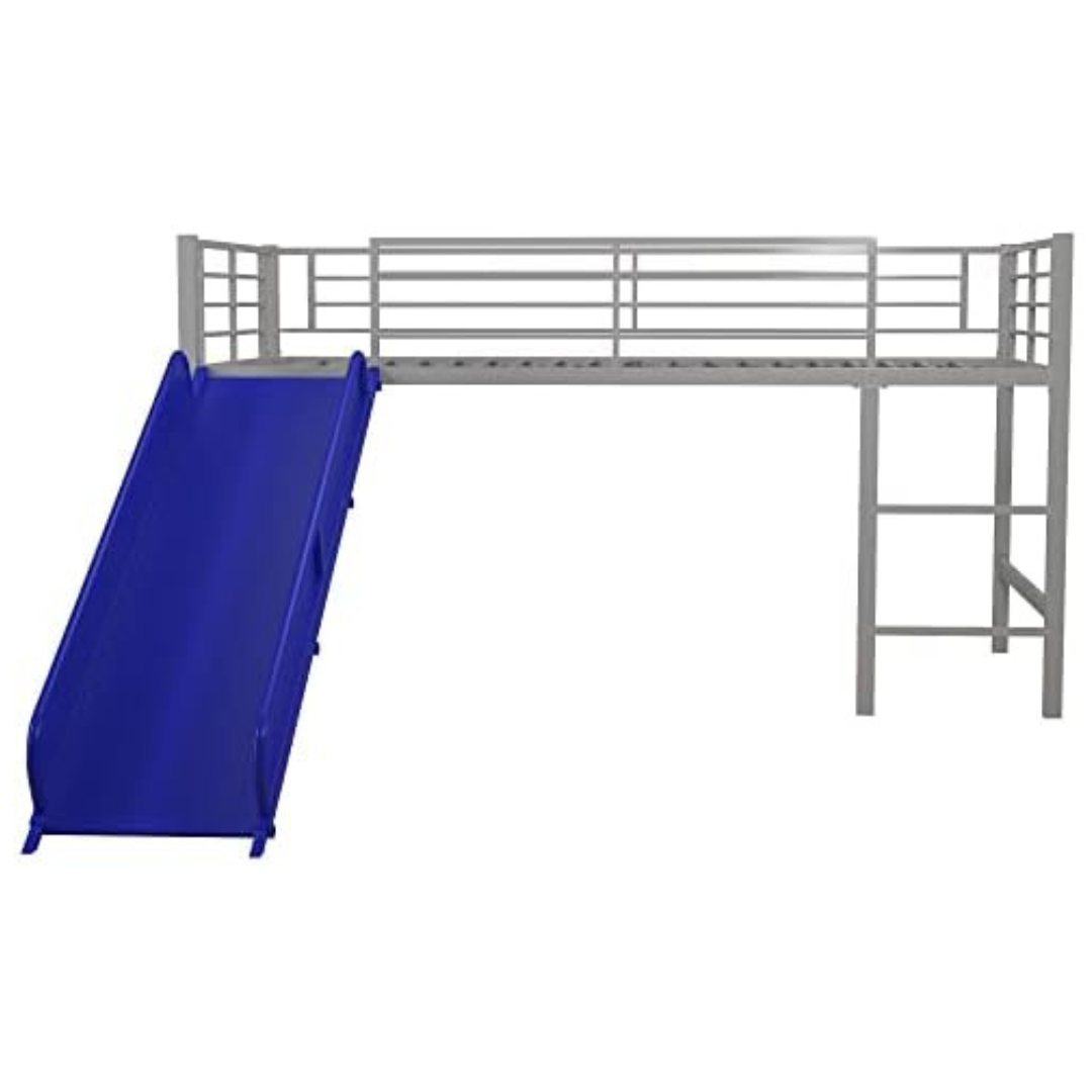 DHP Junior Twin Metal Loft Bed With Slide