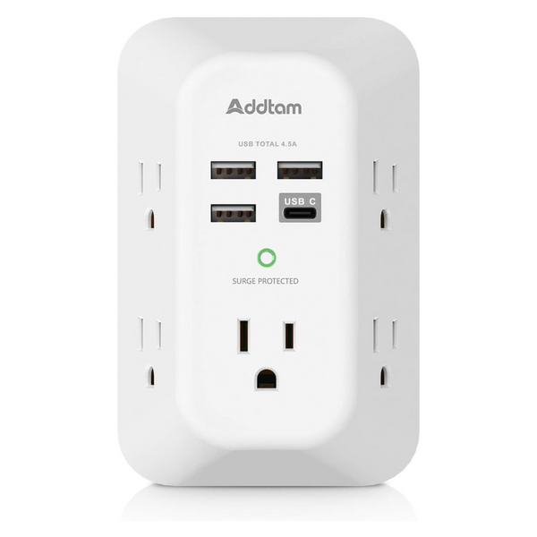 Surge Protector Wall Charger With 5 Outlet & 4 USB Ports