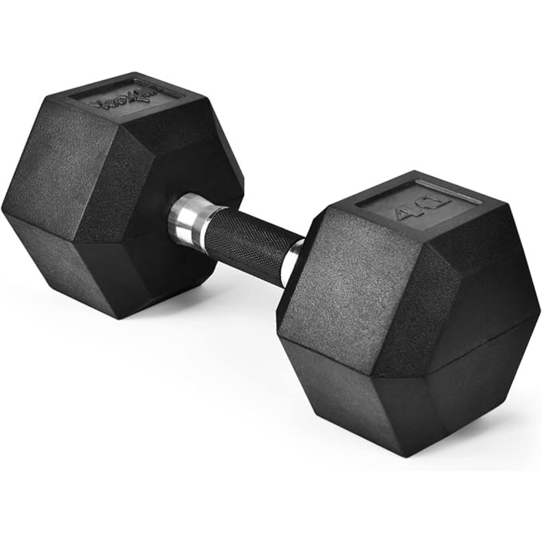 Yes4All Hex Dumbbell Rubber Grip Premium Heavy Weight Dumbbell, 40lbs