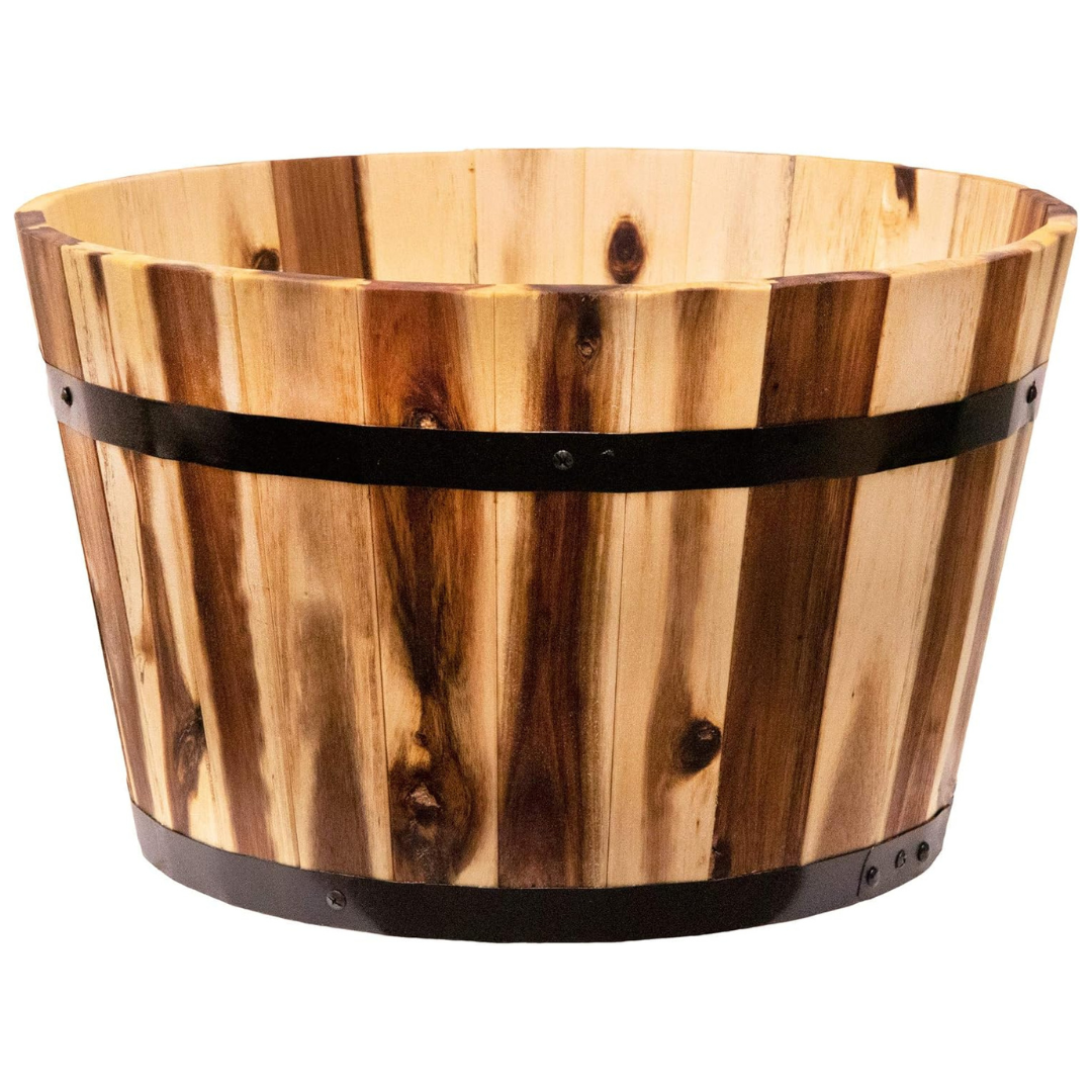 18" Whisky Barrel Large Round Wooden Planter Pot