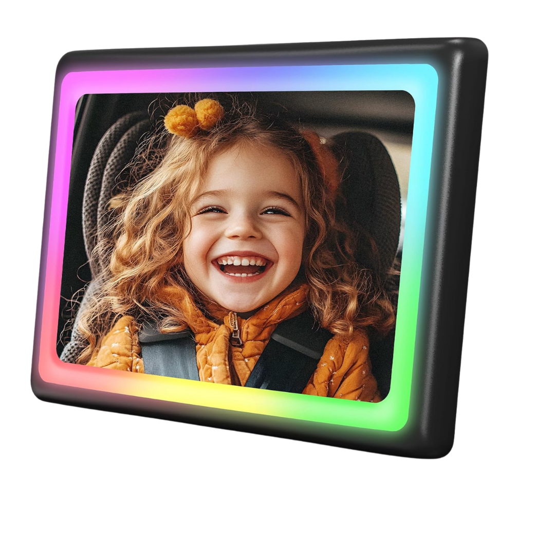 2-Pack Baby Car Mirror With Light 7 RGB Colors