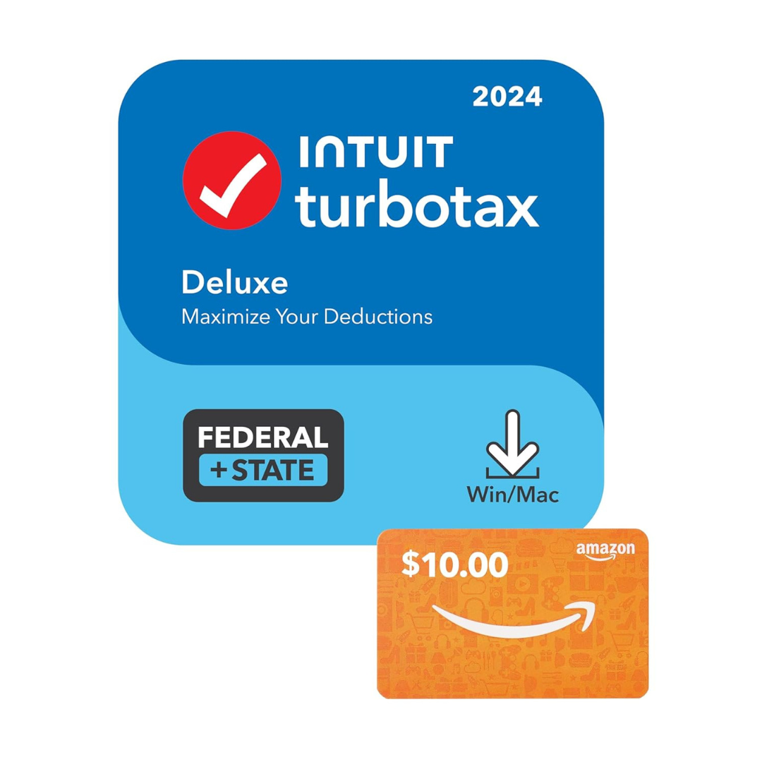 Amazon TurboTax Deluxe + State 2024 [PC/Mac Download] + $10 Gift Card