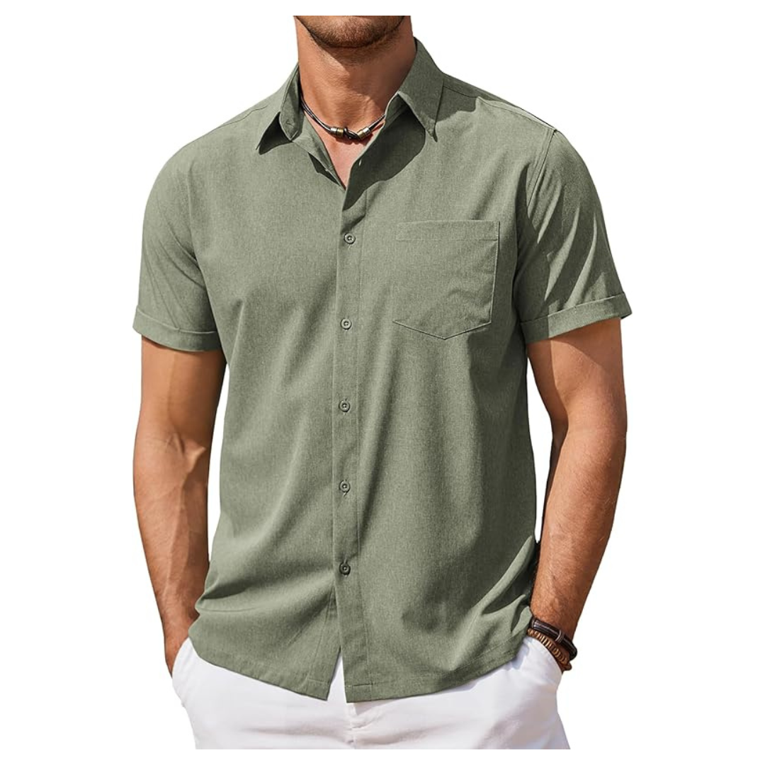 COOFANDY Men's Beach Short Sleeve Button Up Shirt