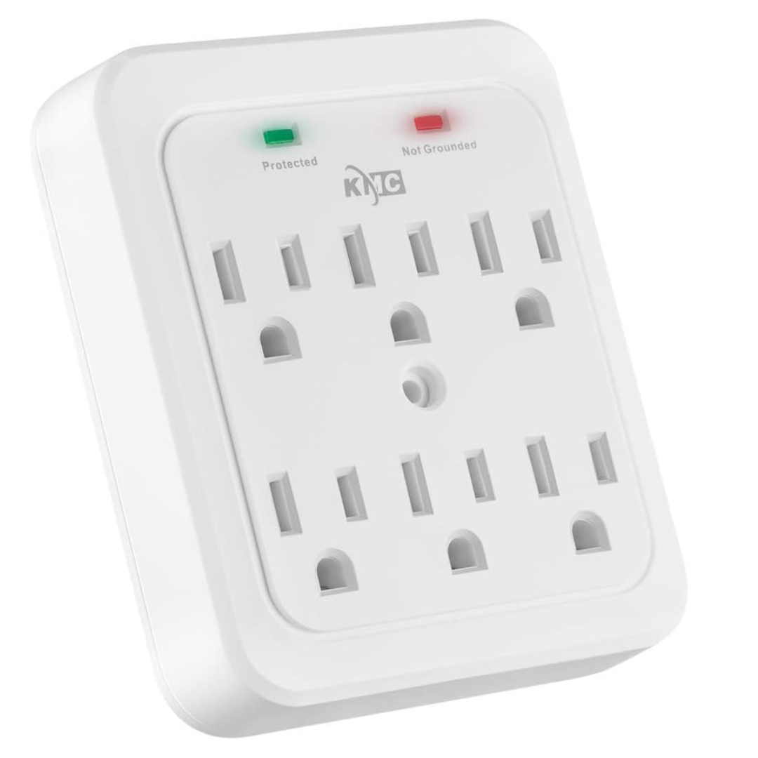 KMC 980 Joule 6-Outlet Wall Plug Adapter Power Strip