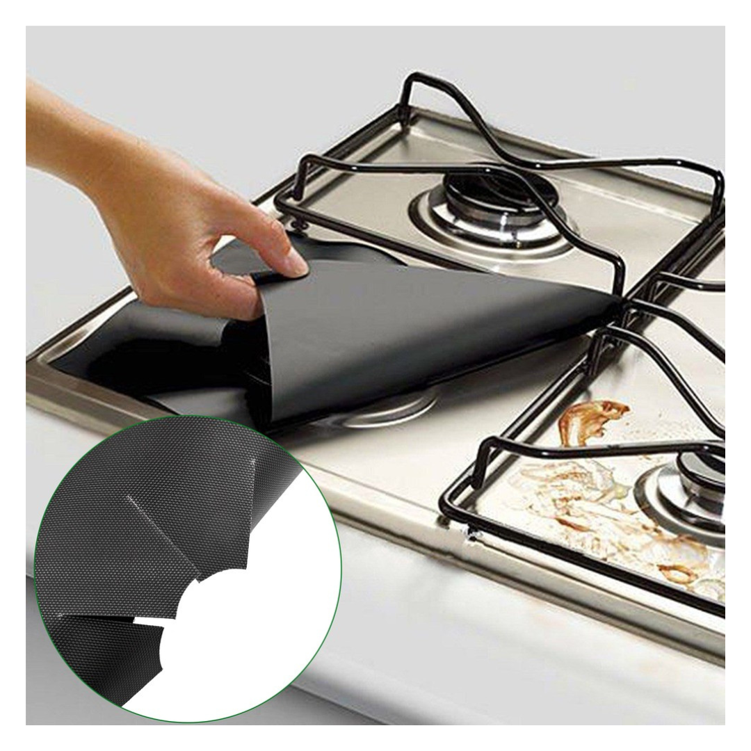 4-Pack Reusable Non-Stick Liners For Gas Stovetops