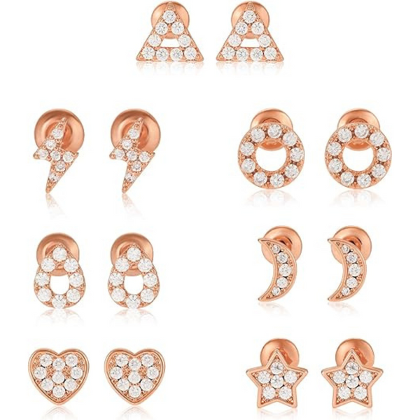 7 Pairs Stainless Steel Studs Earrings -Valentine's Day Gift (Various)