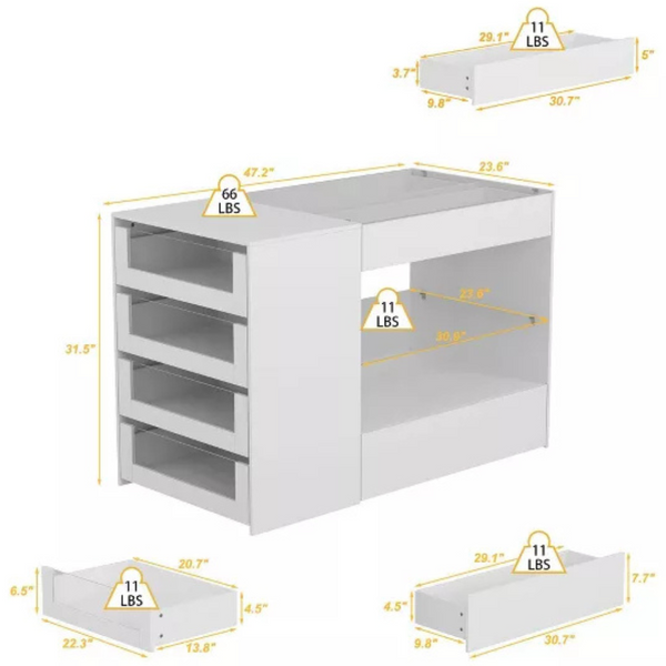 Glass-Top Dressing Island with /Storage