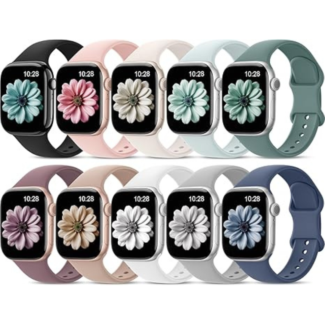 10 Pack Sport Silicone Bands Compatible for Apple Watch