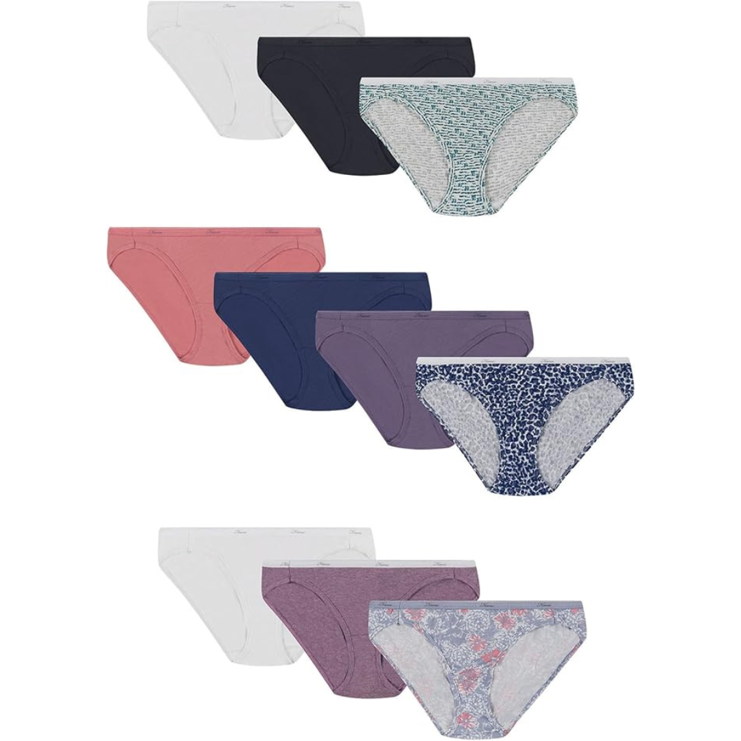 10-Pack Hanes Women's Classic Cotton Bikini Panties