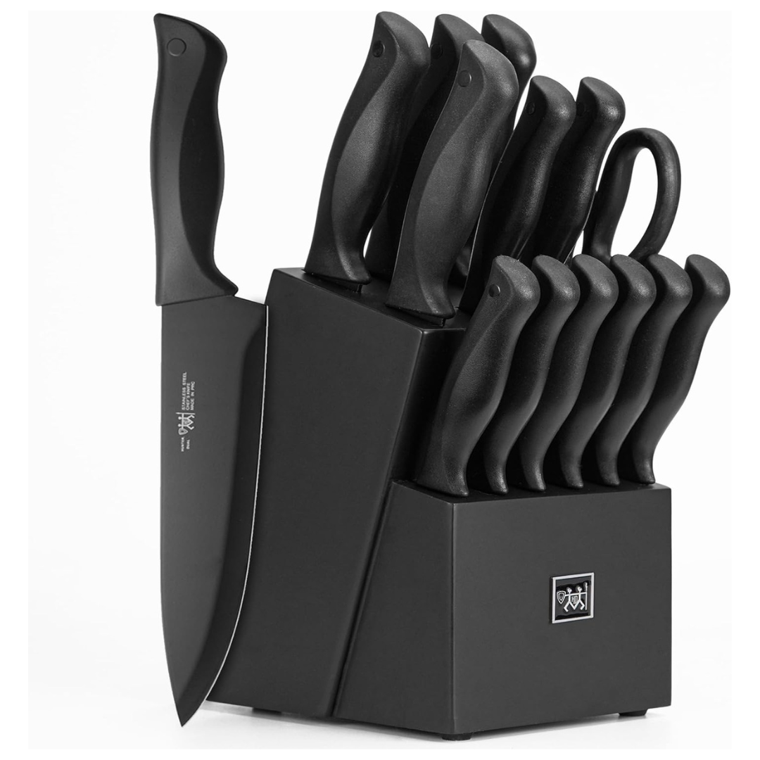 15-Piece Dishwasher Safe Kitchen Knife Set with Block