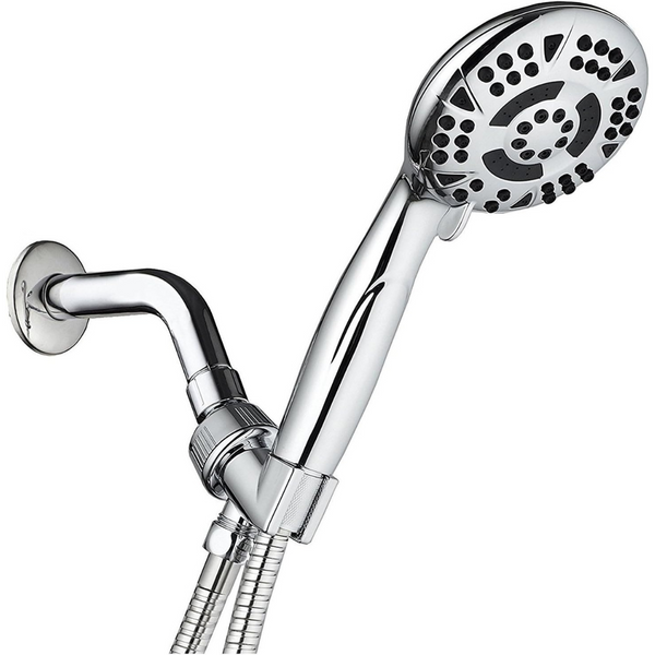 AquaDance 6-Setting 4.15" Chrome Face Hand Held Shower Head with Hose