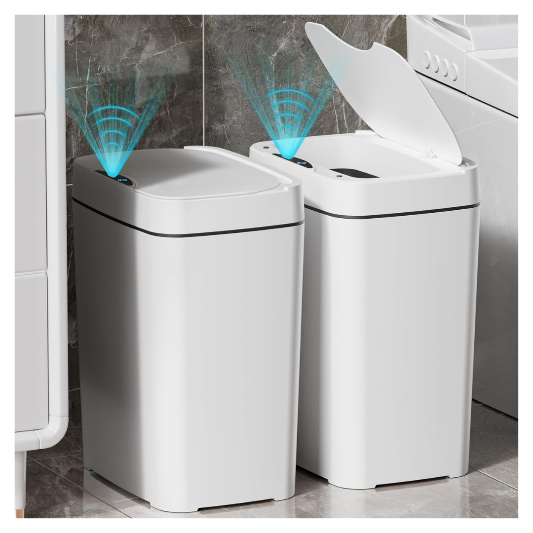 2-Pack 2.7 Gallon Automatic Bathroom Smart Trash Can With Lid